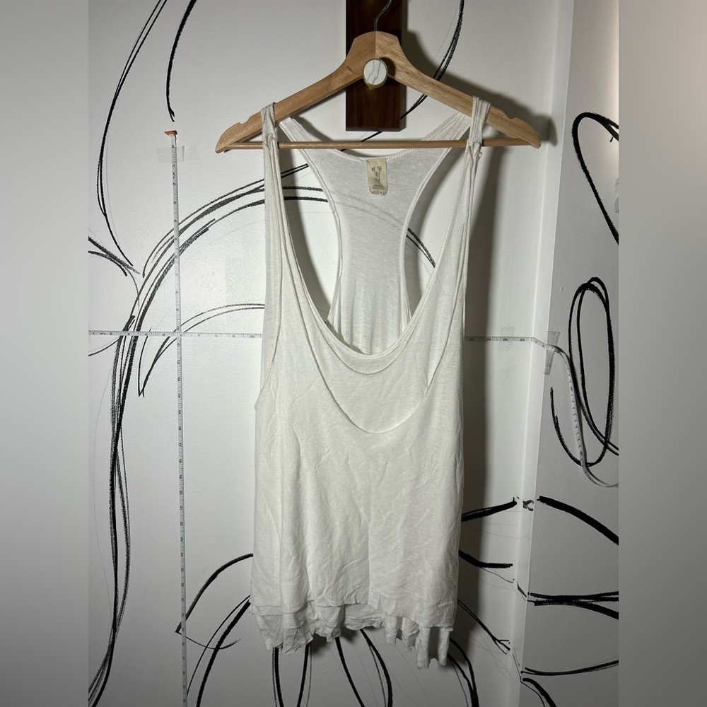 Free People White Sleeveless Tank Top with V-Neck